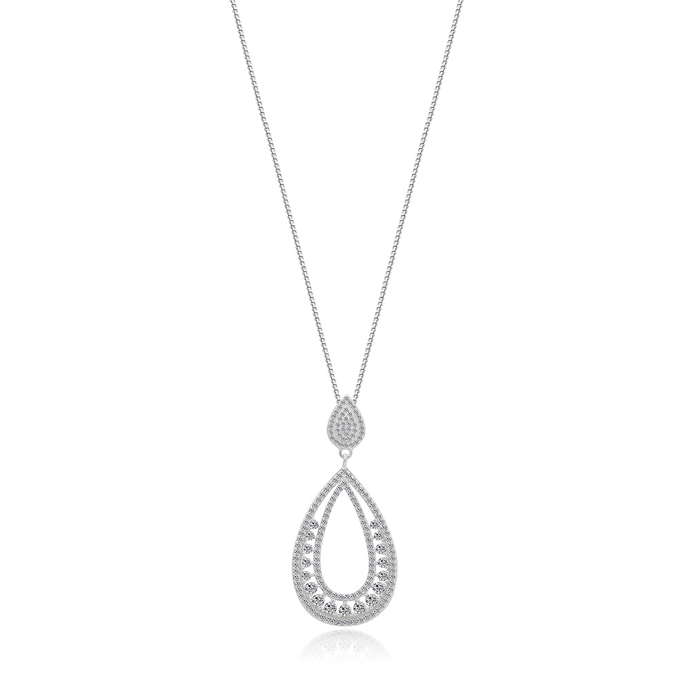 Open Pear-shaped Cubic Zirconia Statement Necklace